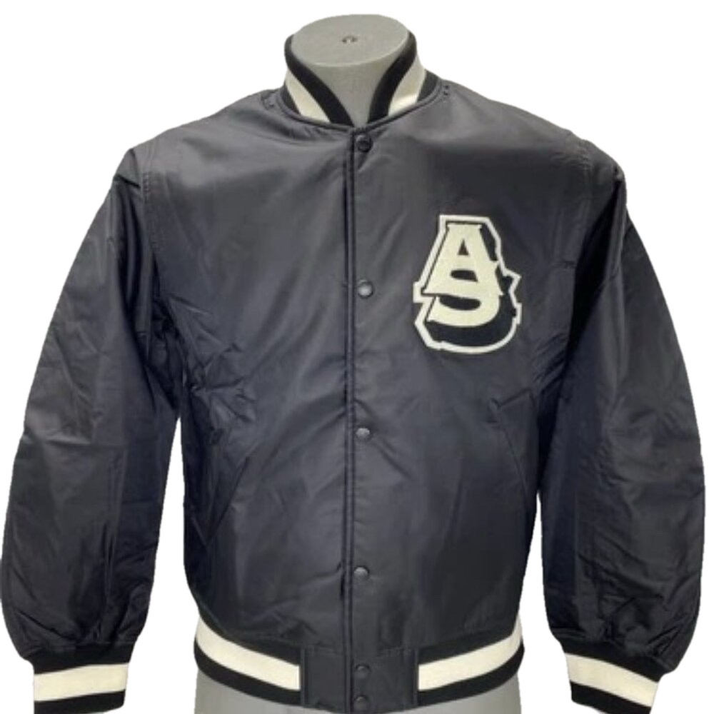 NEW ALPHASTYLE Mens Varsity Jacket Black Size XL Barren Primary Full Snap